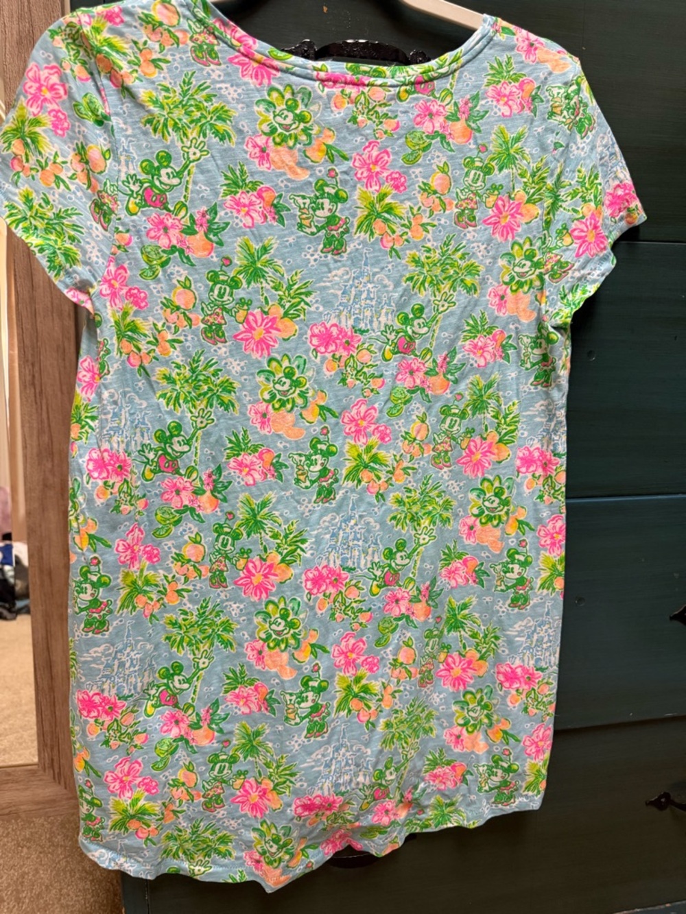 Lilly Pulitzer Disney Floral V-Neck Tee in Pink, Green & Blue - Picture 4 of 4